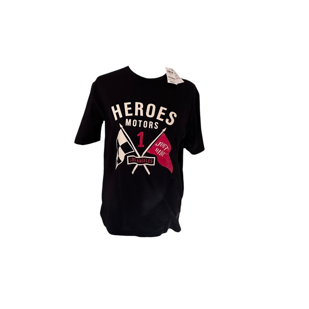 Heroes Motors T-Shirt Men Large Black Just Ride Graphic Cotton Racing‎ NWT